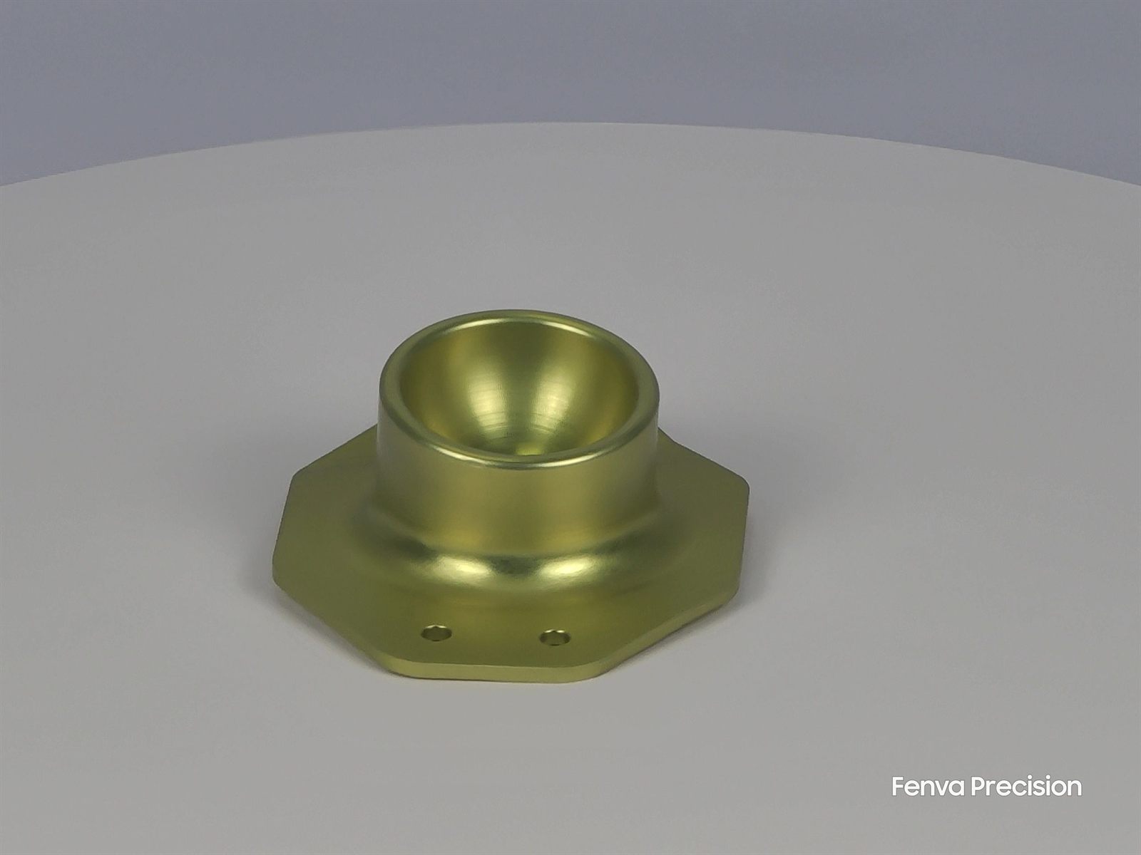 Gold colour-anodized turned aluminium hub